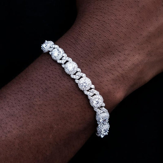 Iced Diamond Station Cuban Bracelet