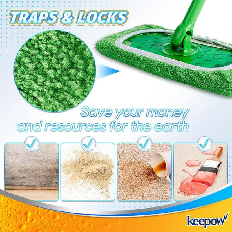 KEEPOW Reusable Wet Pads Compatible with Swiffer Sweeper Mop, Dry Sweeping Cloths, Washable Microfiber Wet Mopping Cloth Refills for Surface/Hardwood Floor Cleaning, 6/8 Pack (Mop Is Not Included)