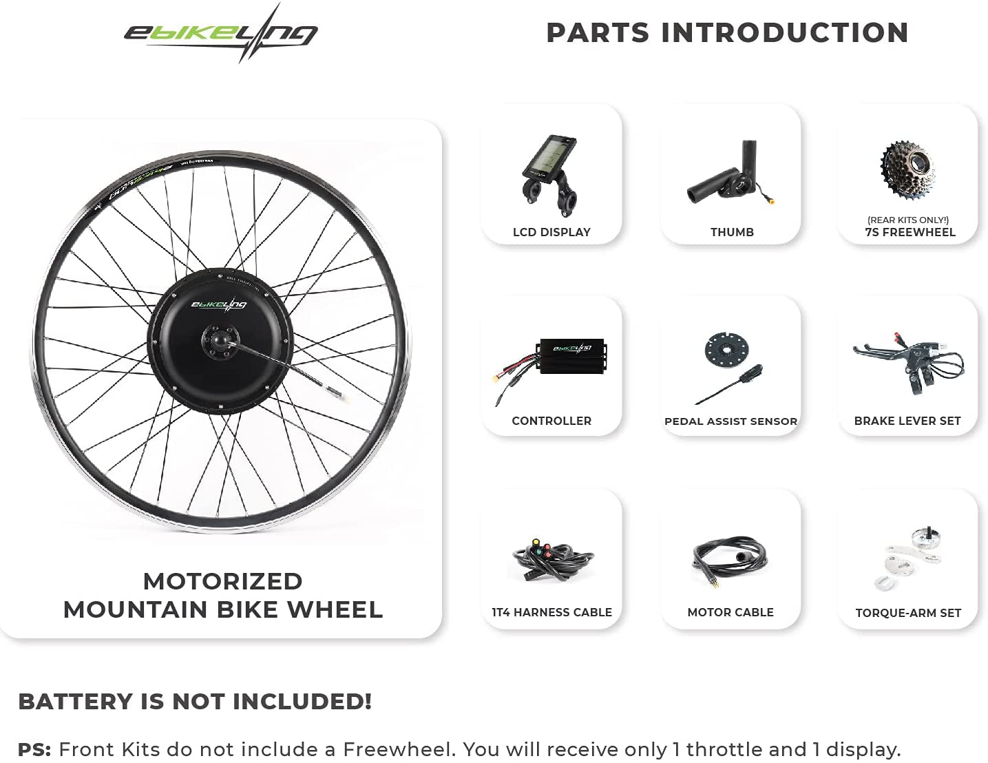 Ebike Conversion Kit 48V 1500W 1200W Front or Rear 26" Fat Electric Bike Conversion Kit, Add on Electric Bike Kit, Durable Waterproof Design for High Performance, Easy Install