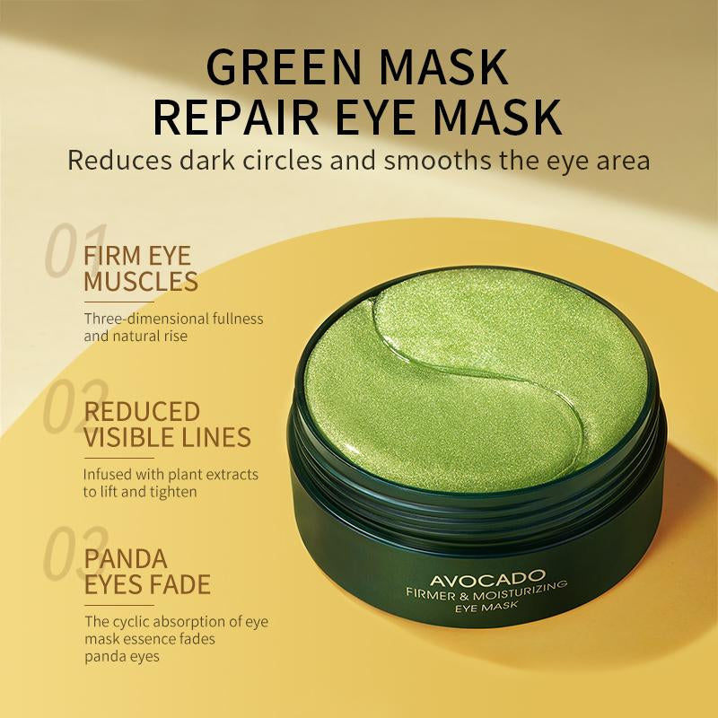 Avocado Eye Mask, Natural Moisturizing Essence Mask, Moisturizing Eye Patches Eye Gel Pads for Relieving Dark Circles, Eye Care, Puffiness and Wrinkles, Nourishing Skin Care Comfort Moisturize Hydrate