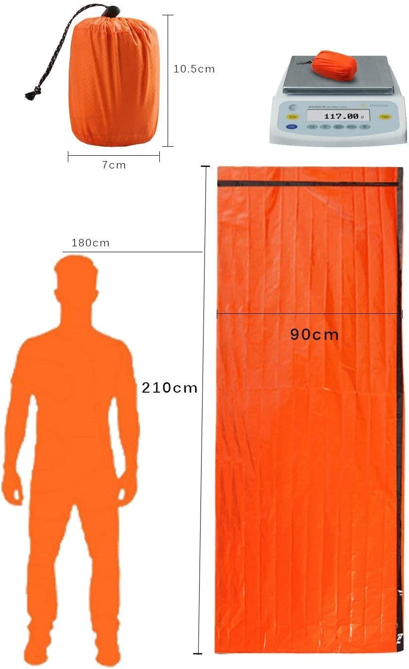 Survival Sleeping Bag, Emergency Bivvy Bag Emergency Rescue Blanket Reusable for Outdoor Camping, Hiking - 1 Pack