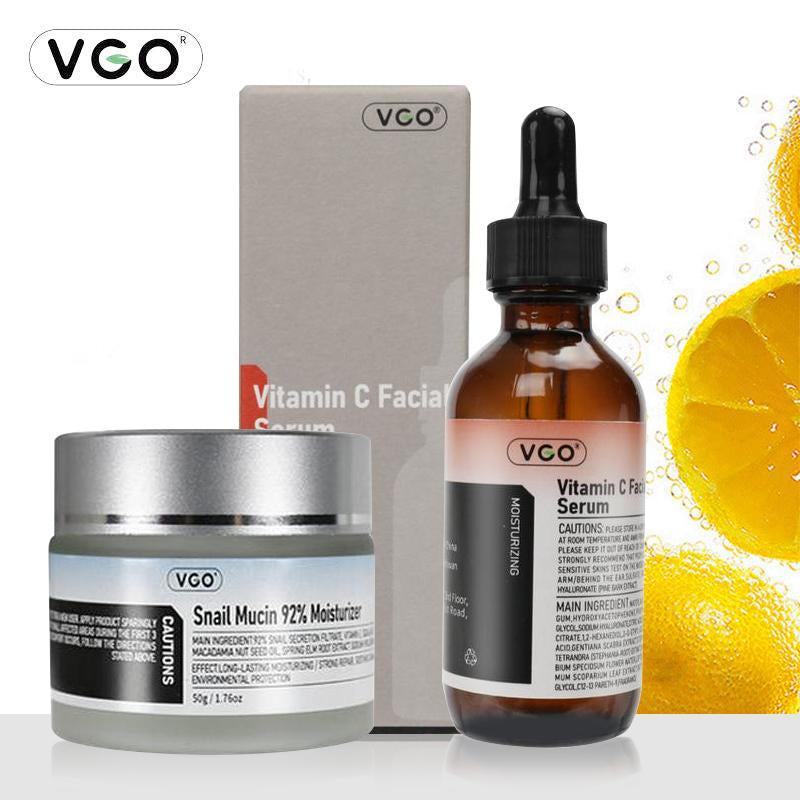 【VGO Snail Mucin 92% Moisturizer and Vitamin C Facial Serum Essence30Ml /60Ml】Reduces Facial Fine Lines Hydration and Nourishment for Radiant Skin Hydrating Skin Care Set Moisture Moisturizing Cream Gentle Hyaluronic Comfort Resh Cream Philosophy